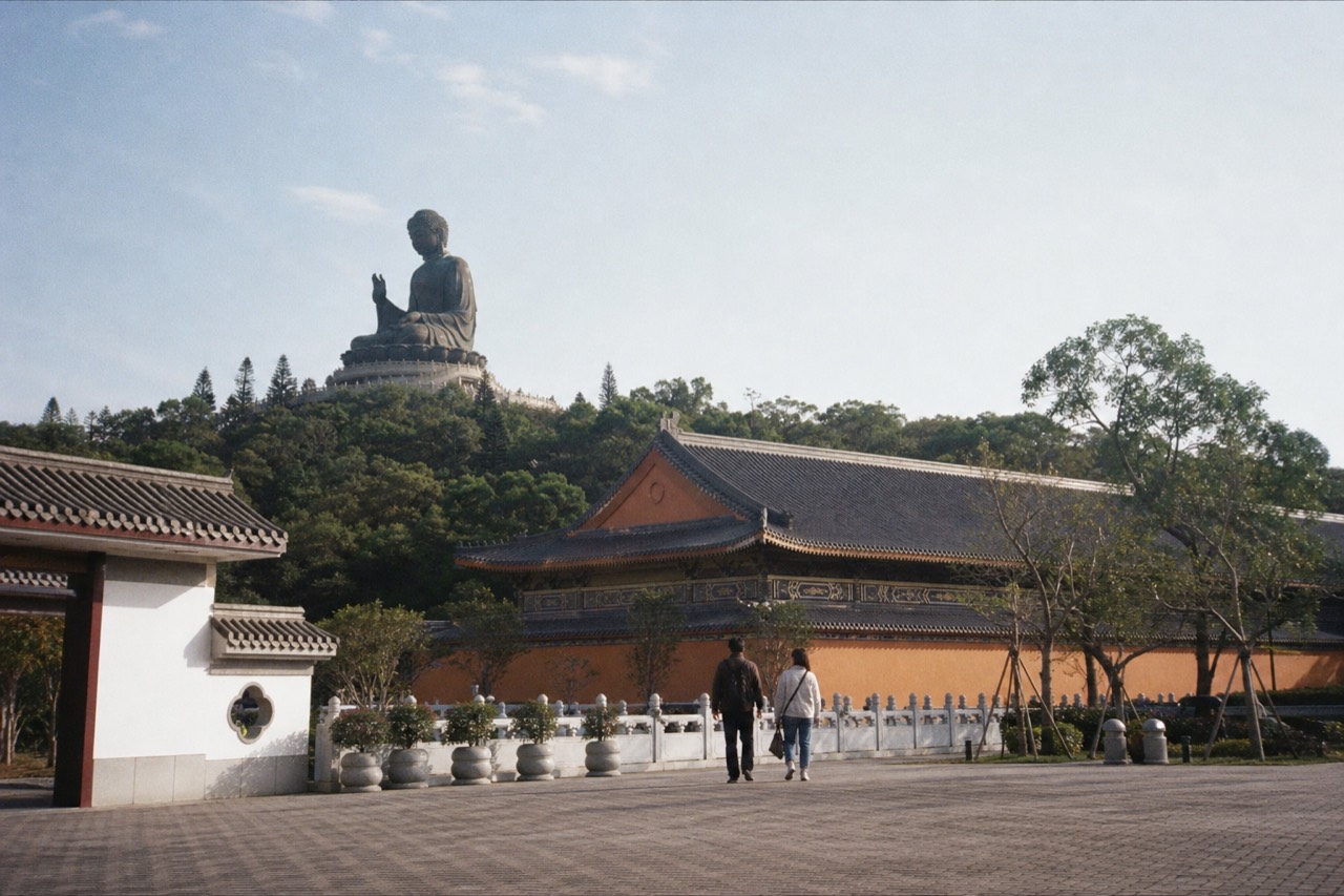 Tian Tan Buddha statue and Po Lin Monastery on Lantau Island, no text, no logos, no people