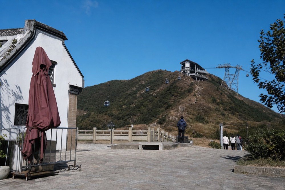 Clear sky over the Ngong Ping plateau in autumn, no text, no logos, no people